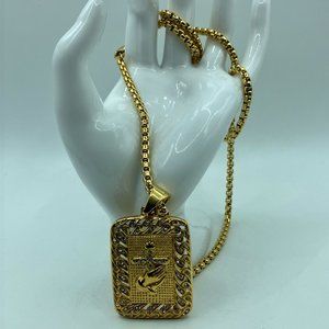 NEW Stainless Steel Golden Waterproof Chunky Chain 23-inch removable pendant